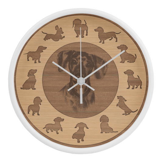 Wooden Dachshund Wall Clock - Rustic Wall Art, 10in Quartz, Dog Lover Gift, Farmhouse Decor, Cute Pet Accent