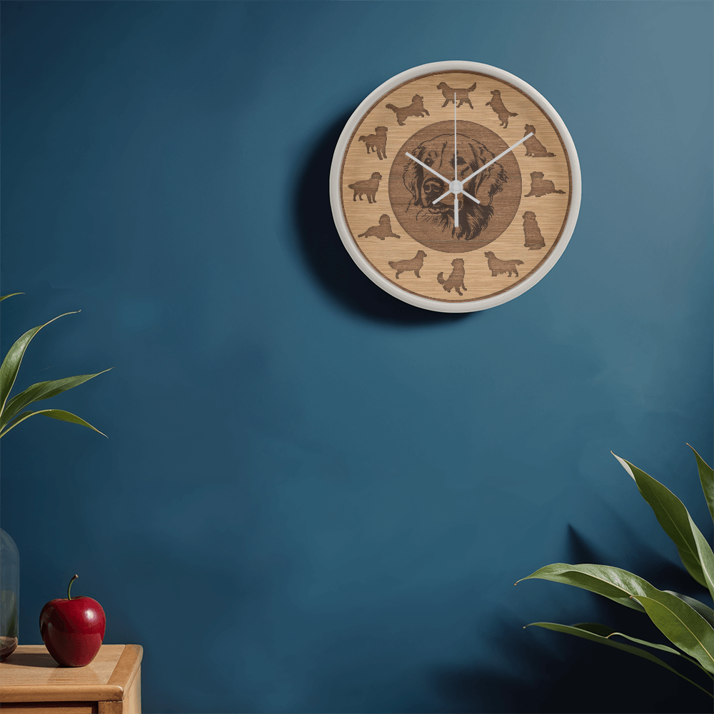 Golden Retriever Clock - Minimalist Silhouette, 10 Inch Quartz, Eco-Friendly Dog Gift, Nordic Pet Decor, Mother's Day Gift
