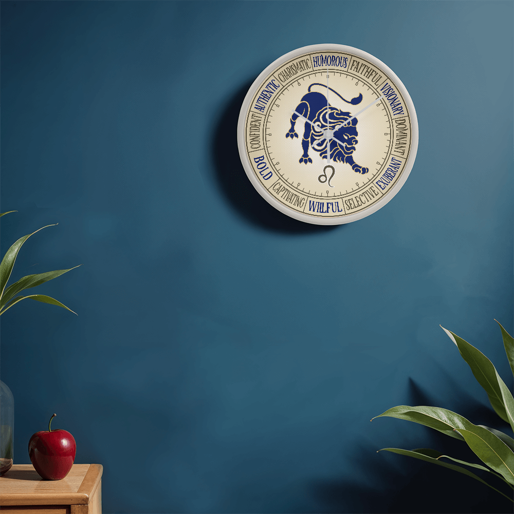 Leo Wood Frame 10” Wall Clock - Astrology Wall Art, Leo Lover Gift, Zodiac Decor, Leo Zodiac Art