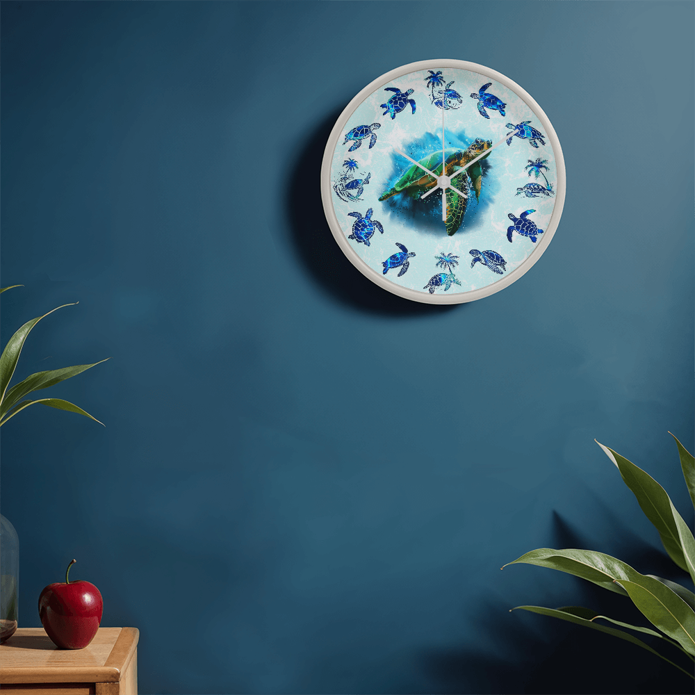 Wooden Sea Turtle Wall Clock - Rustic Wall Art, 10in Quartz, Turtle Lover Gift, Coastal Decor, Ocean Accent