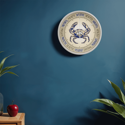 Cancer Wall Clock – Zodiac Decor, Astrology Gift, Cancer Zodiac Art, Horoscope Wall Art