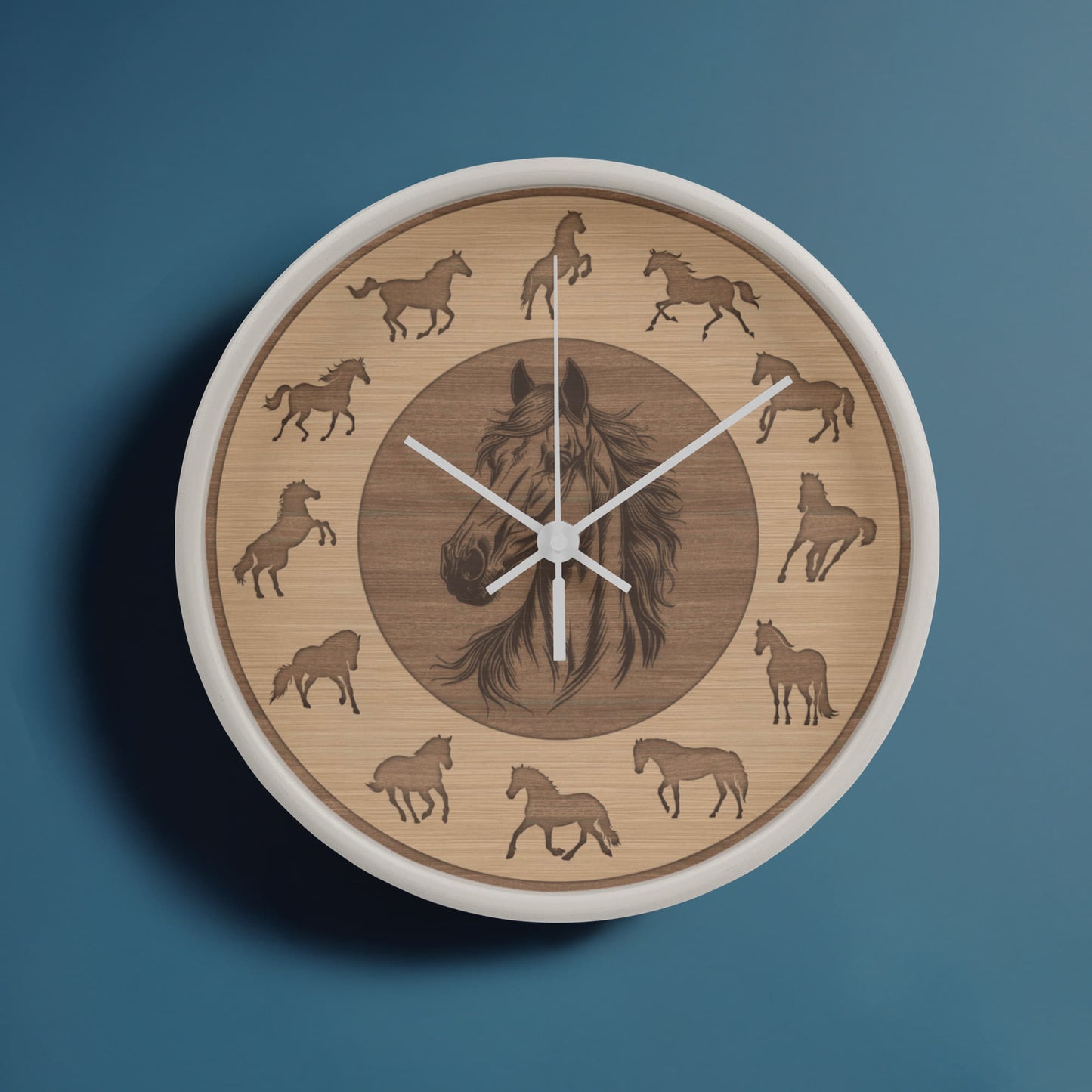 Wooden Horse Wall Clock - Rustic Wall Art, 10in Quartz, Horse Lover Gift, Farmhouse Decor, Cute Animal Accent