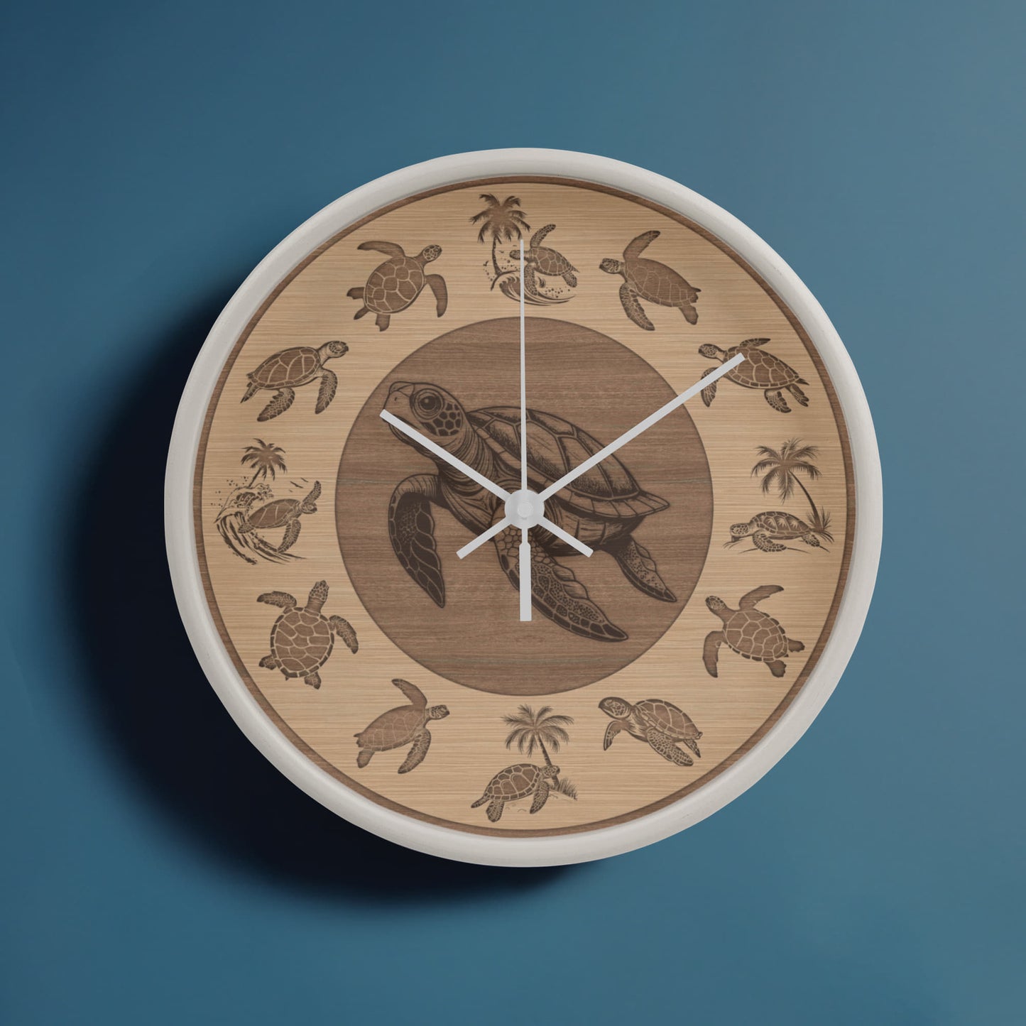 Wooden Sea Turtle Wall Clock - Rustic Wall Art, 10in Quartz, Turtle Lover Gift, Coastal Decor, Ocean Accent