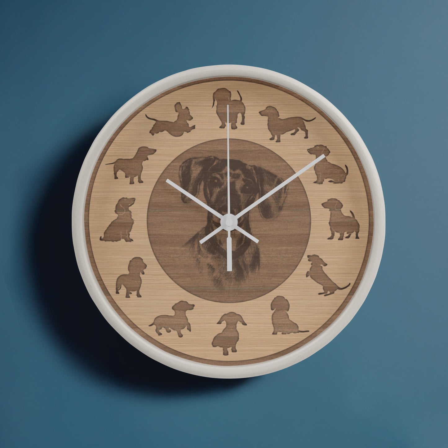 Wooden Dachshund Wall Clock - Rustic Wall Art, 10in Quartz, Dog Lover Gift, Farmhouse Decor, Cute Pet Accent