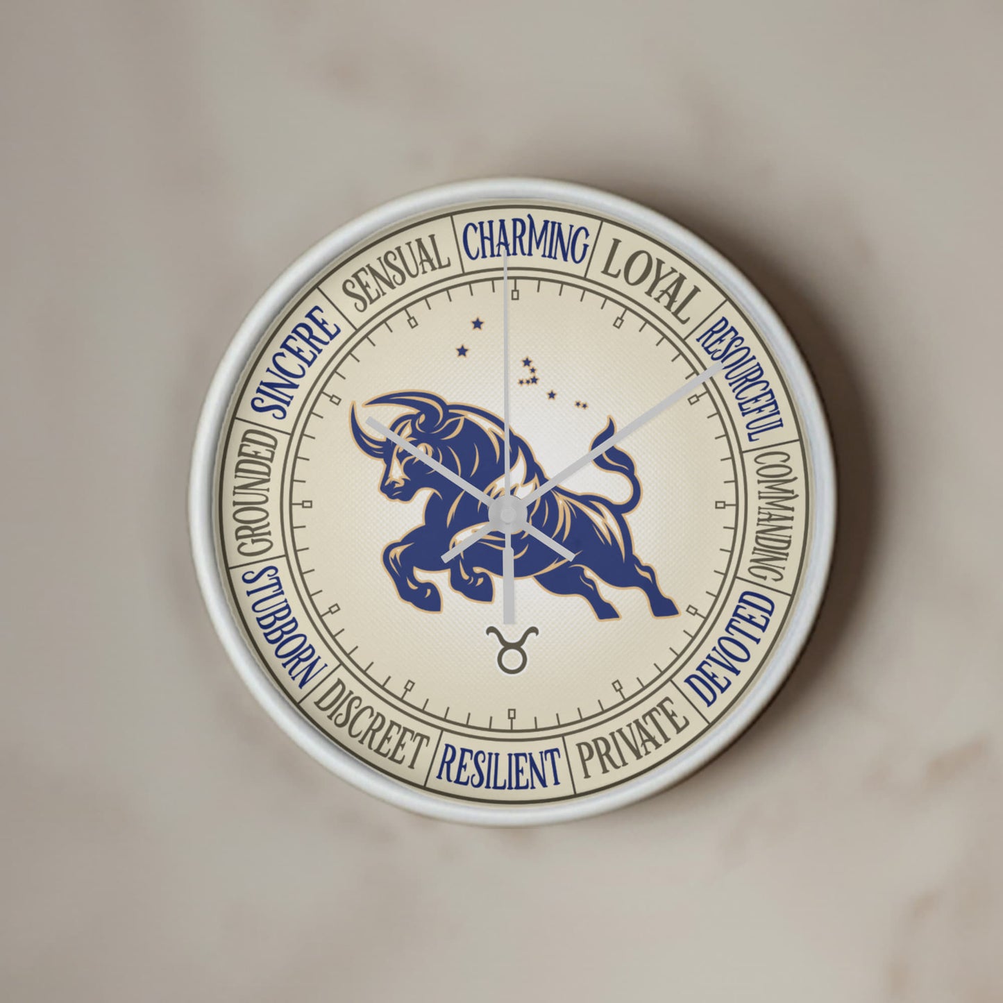 Taurus Wood Frame 10” Wall Clock - Astrology Wall Art, Taurus Lover Gift, Zodiac Decor, Taurus Constellation