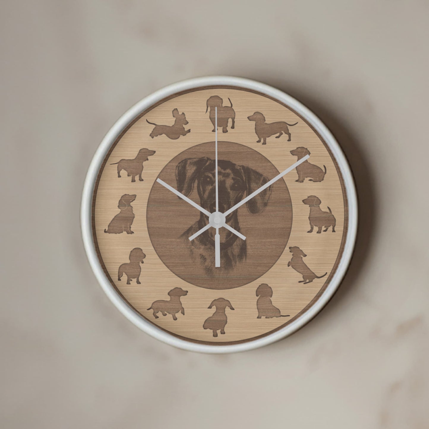 Wooden Dachshund Wall Clock - Rustic Wall Art, 10in Quartz, Dog Lover Gift, Farmhouse Decor, Cute Pet Accent