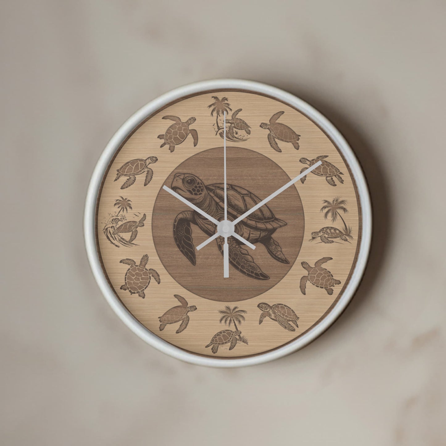 Wooden Sea Turtle Wall Clock - Rustic Wall Art, 10in Quartz, Turtle Lover Gift, Coastal Decor, Ocean Accent