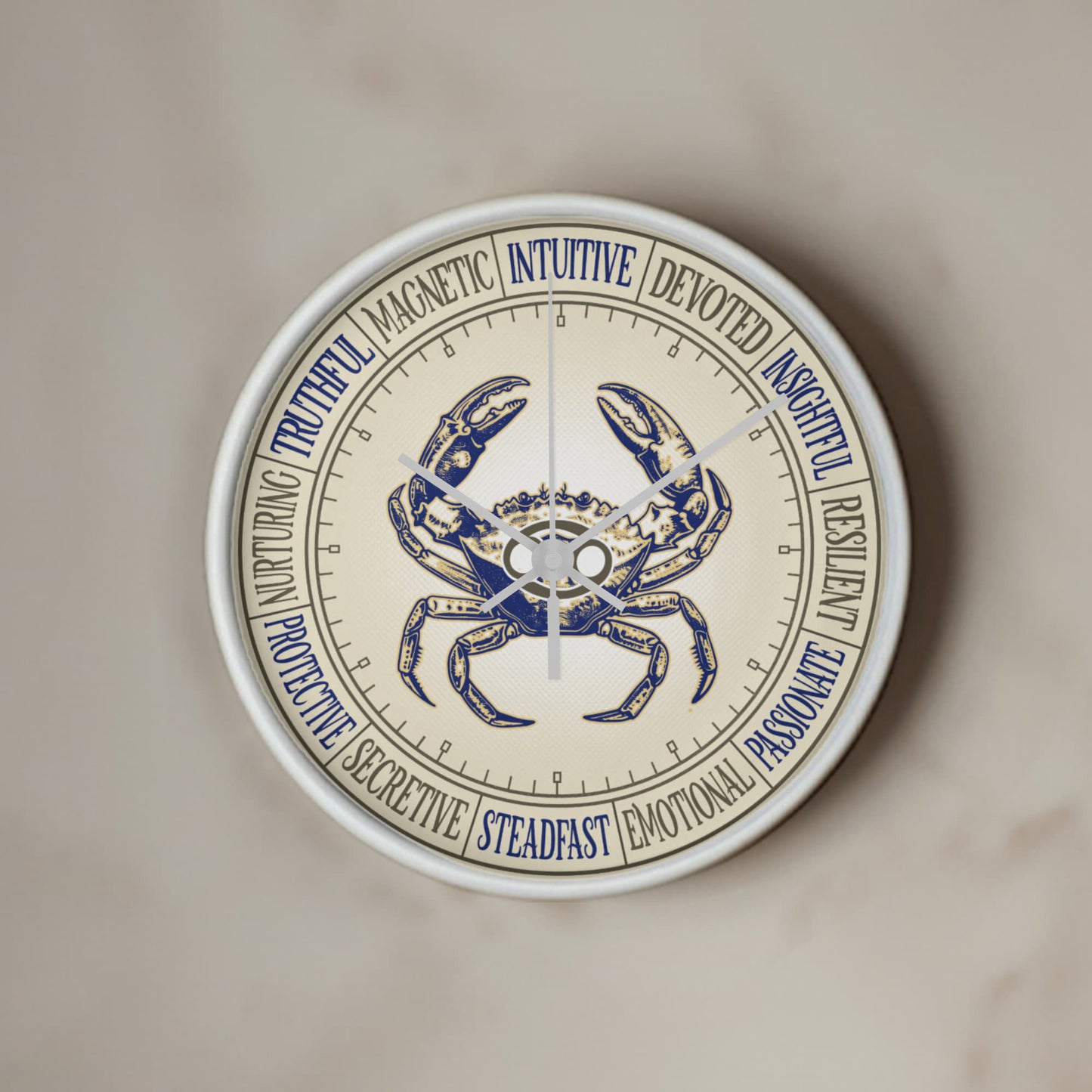 Cancer Wall Clock – Zodiac Decor, Astrology Gift, Cancer Zodiac Art, Horoscope Wall Art