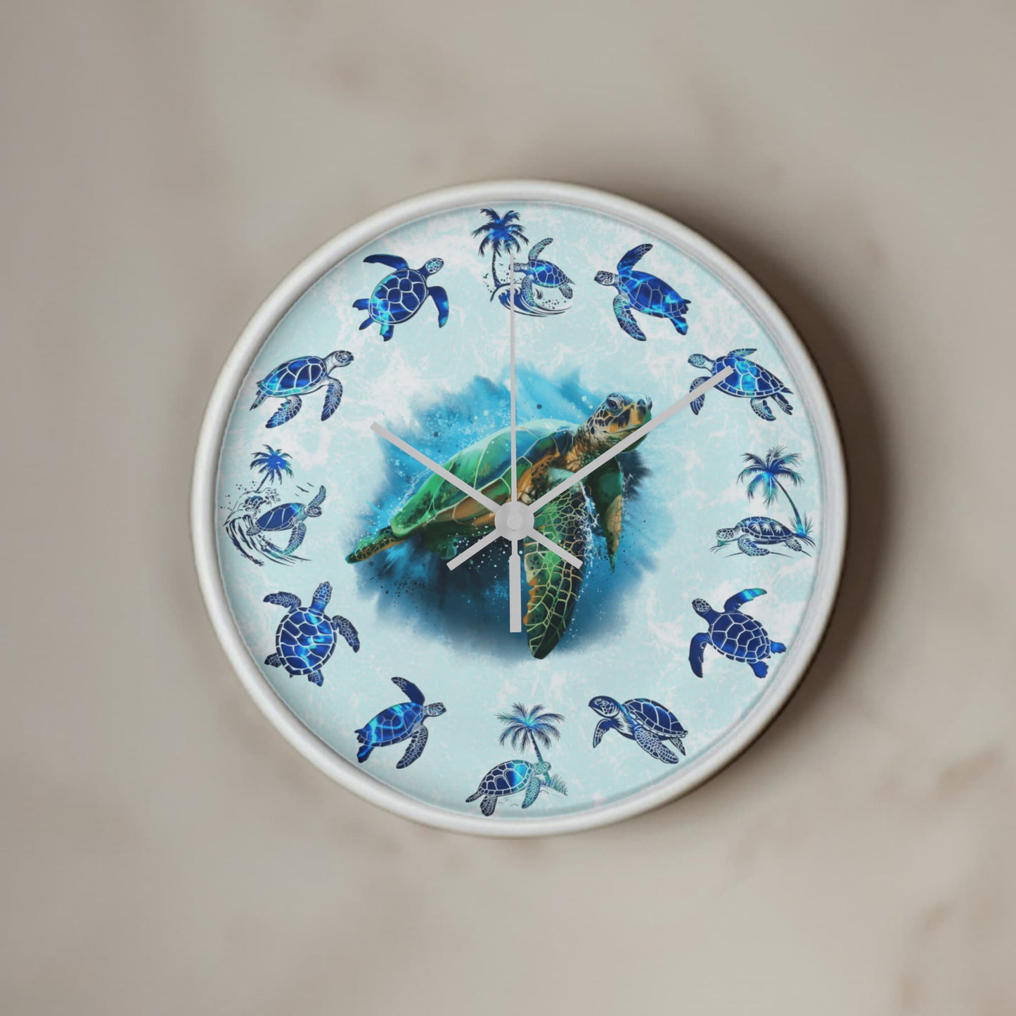 Wooden Sea Turtle Wall Clock - Rustic Wall Art, 10in Quartz, Turtle Lover Gift, Coastal Decor, Ocean Accent