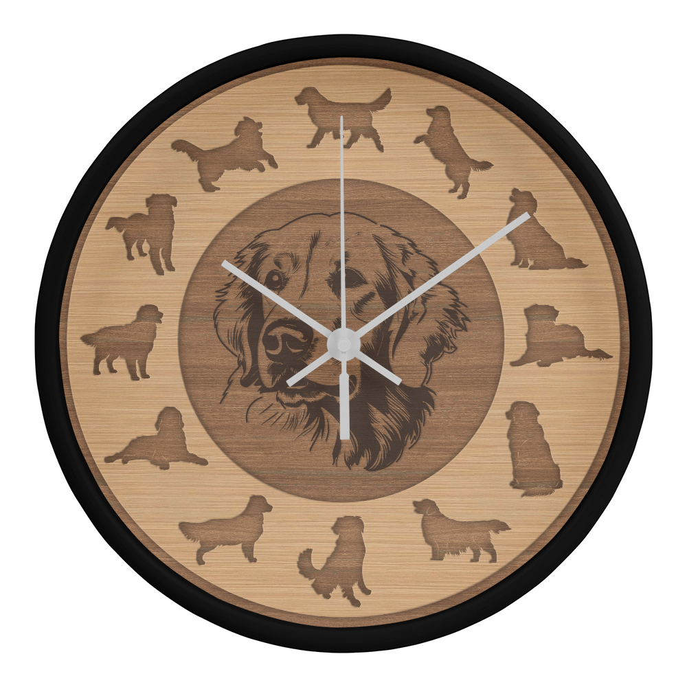 Golden Retriever Clock - Minimalist Silhouette, 10 Inch Quartz, Eco-Friendly Dog Gift, Nordic Pet Decor, Mother's Day Gift