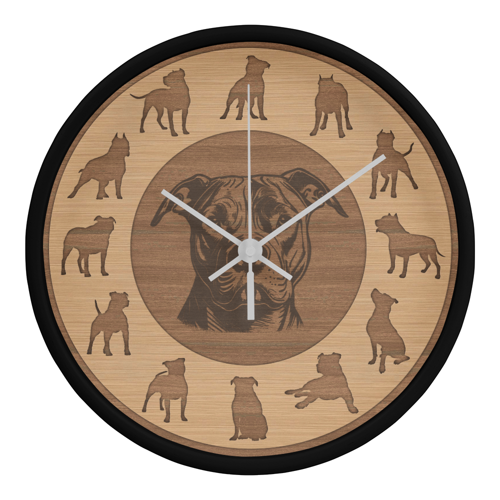 Perfect Wood Frame 10" Wall Clock - Great Gift for Pitbull Lover Animal Pet Rescuers, Mother Day, Father Day or Any Special Occasion.