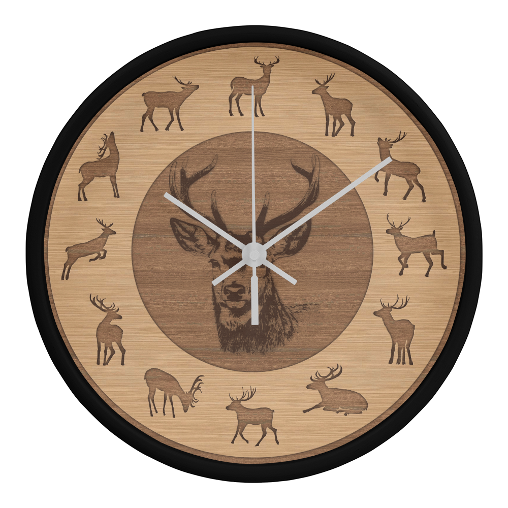Wooden Frame Deer Wall Clock - Rustic Wall Art, 10in Quartz, Wildlife Gift, Farmhouse Decor, Nature Lover Cabin Accent for Home