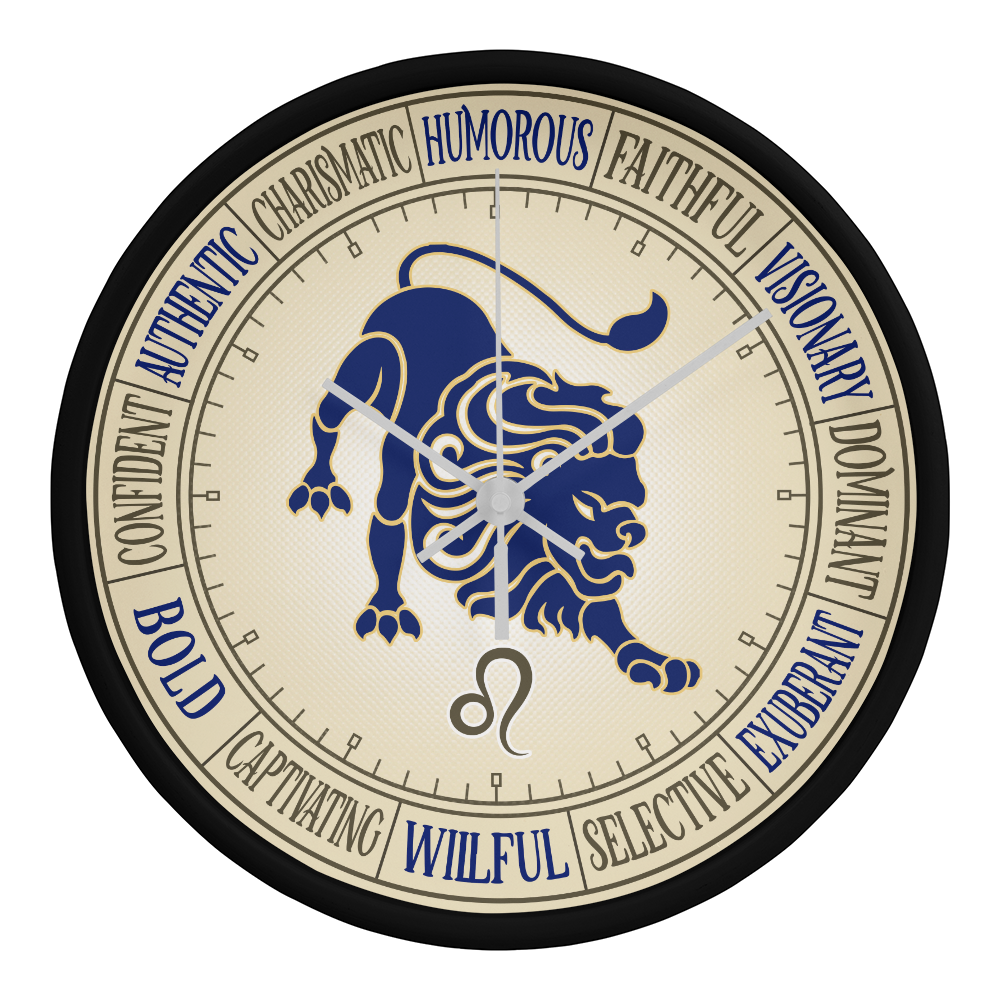 Leo Wood Frame 10” Wall Clock - Astrology Wall Art, Leo Lover Gift, Zodiac Decor, Leo Zodiac Art