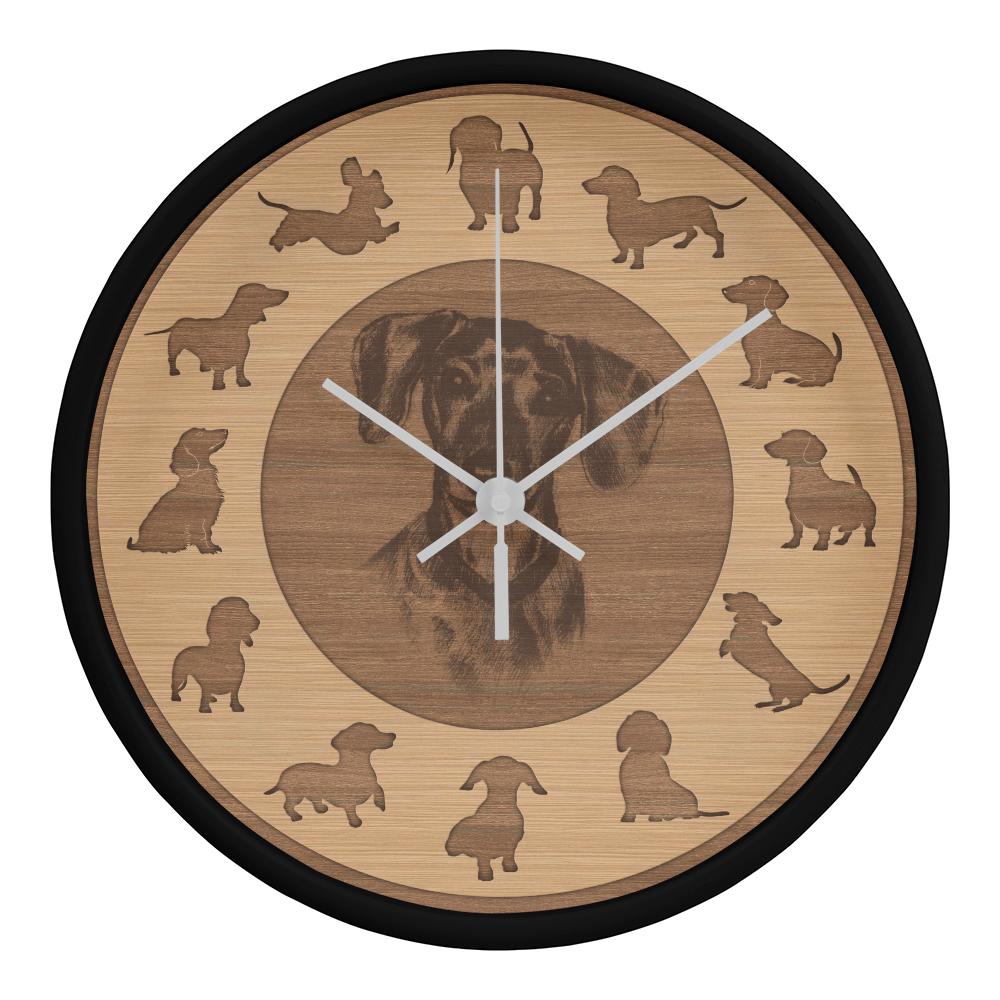 Wooden Dachshund Wall Clock - Rustic Wall Art, 10in Quartz, Dog Lover Gift, Farmhouse Decor, Cute Pet Accent