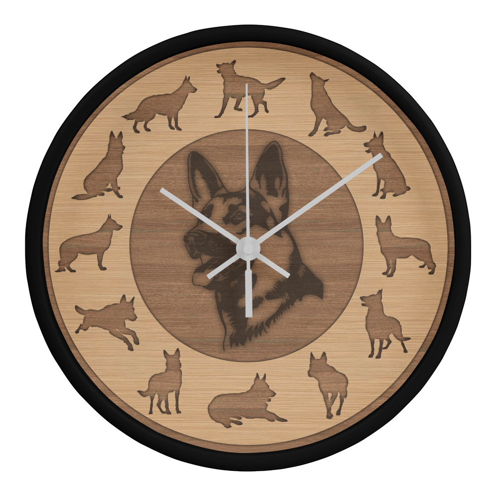 Perfect Wood Frame 10" Wall Clock - Great Gift for German Shepherd  Dog Owners Animal Lovers Pet Rescuers, Mother Day, Father Day or Any Special Occasion.