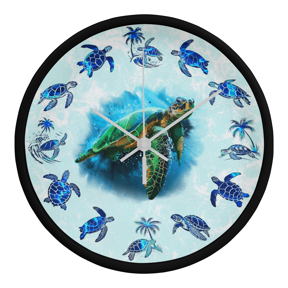 Wooden Sea Turtle Wall Clock - Rustic Wall Art, 10in Quartz, Turtle Lover Gift, Coastal Decor, Ocean Accent