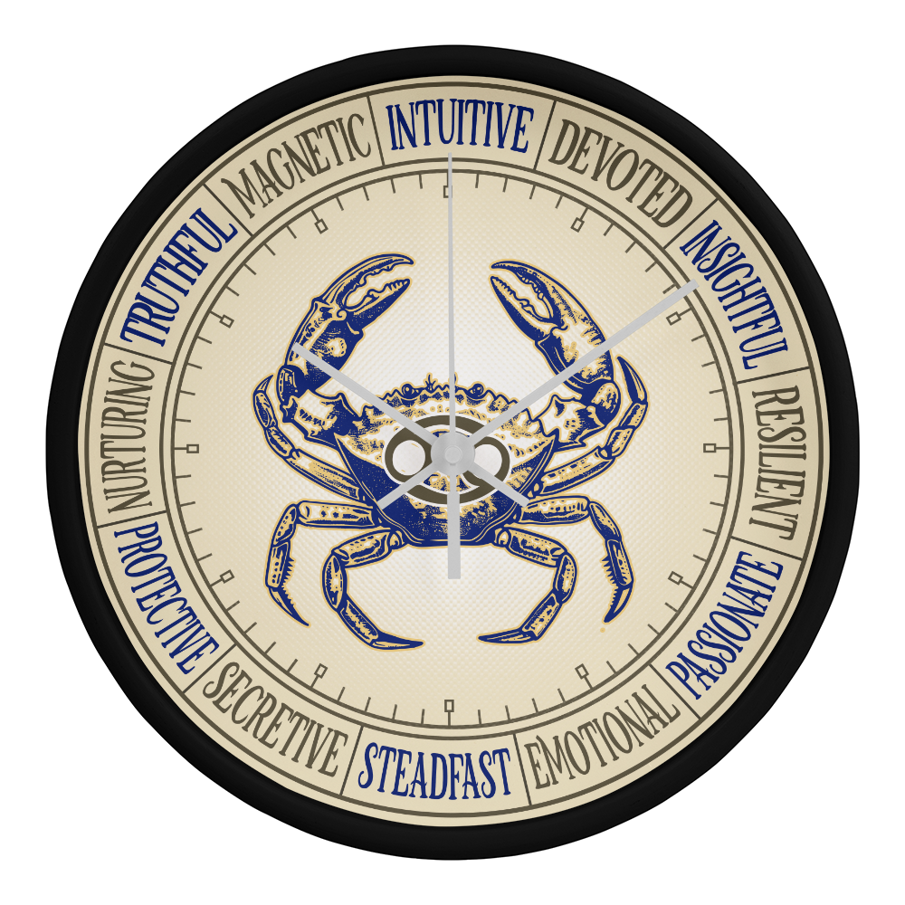 Cancer Wall Clock – Zodiac Decor, Astrology Gift, Cancer Zodiac Art, Horoscope Wall Art