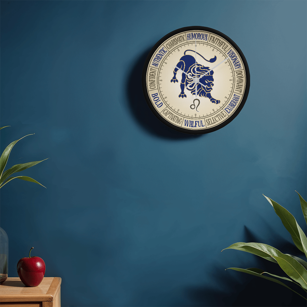 Leo Wood Frame 10” Wall Clock - Astrology Wall Art, Leo Lover Gift, Zodiac Decor, Leo Zodiac Art