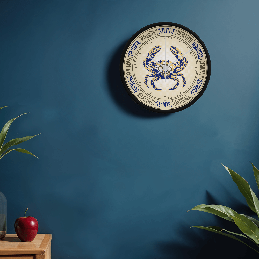 Cancer Wall Clock – Zodiac Decor, Astrology Gift, Cancer Zodiac Art, Horoscope Wall Art