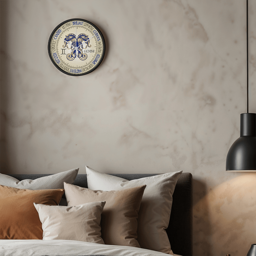 Gemini Wall Clock - Astrology Wall Art, Gemini Lover Gift, Zodiac Decor, Gemini Constellation Present
