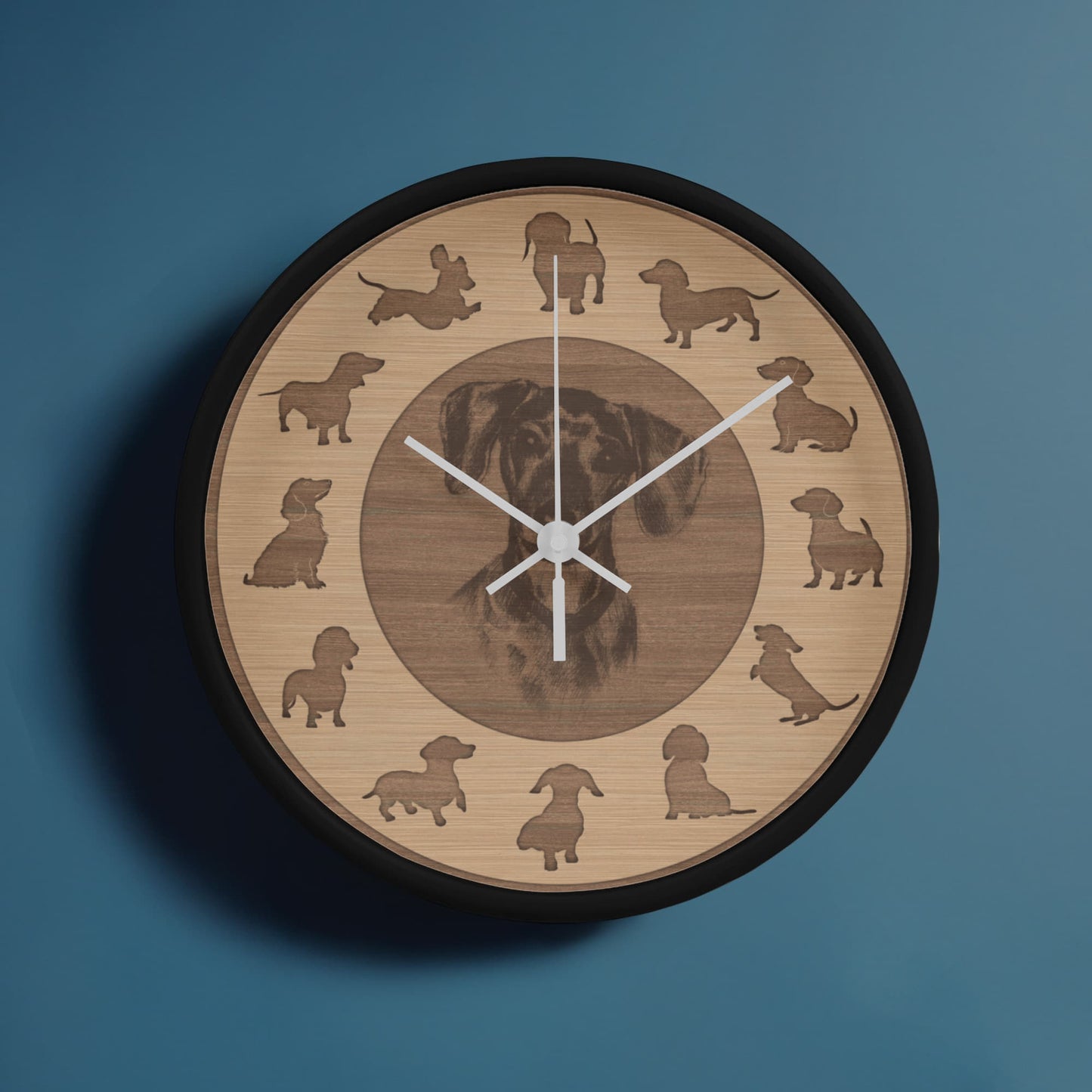 Wooden Dachshund Wall Clock - Rustic Wall Art, 10in Quartz, Dog Lover Gift, Farmhouse Decor, Cute Pet Accent