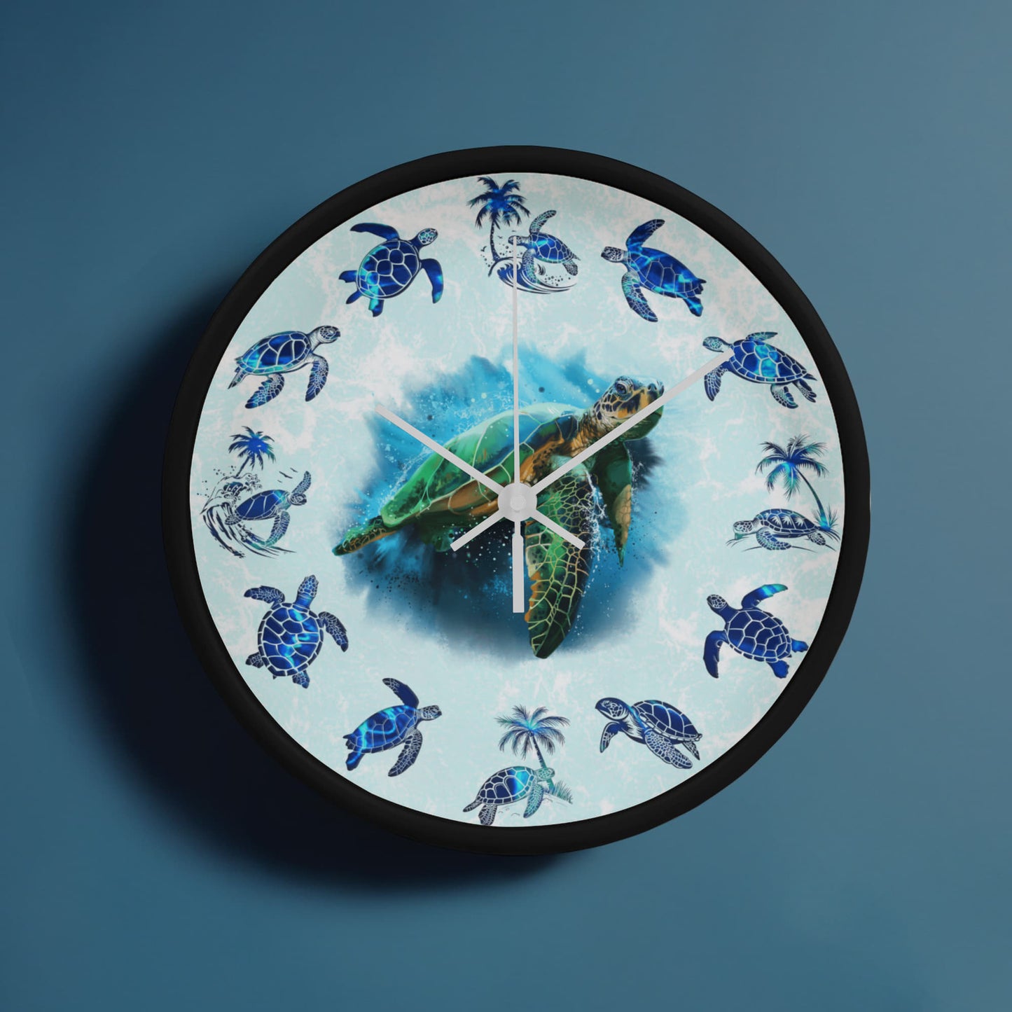 Wooden Sea Turtle Wall Clock - Rustic Wall Art, 10in Quartz, Turtle Lover Gift, Coastal Decor, Ocean Accent