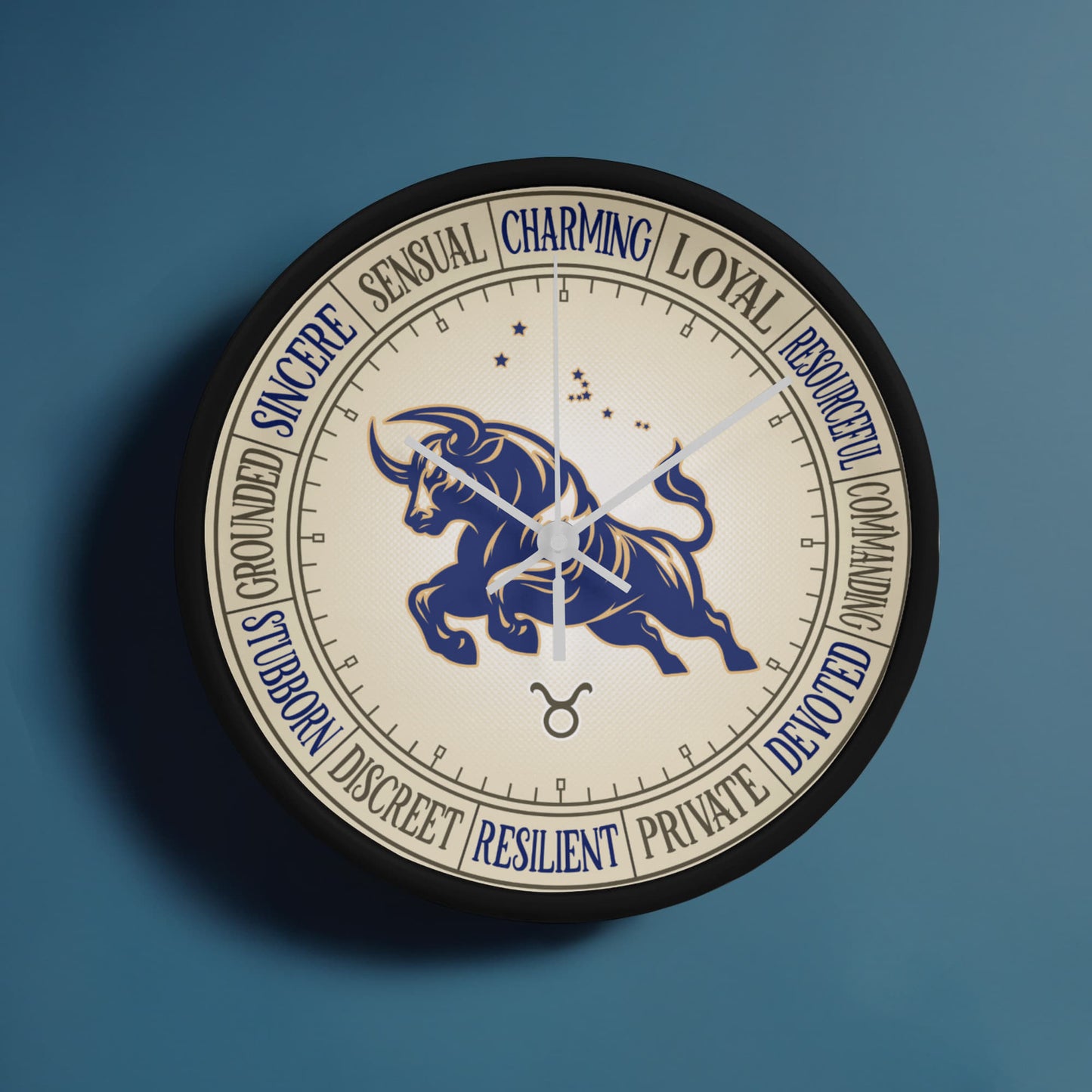 Taurus Wood Frame 10” Wall Clock - Astrology Wall Art, Taurus Lover Gift, Zodiac Decor, Taurus Constellation