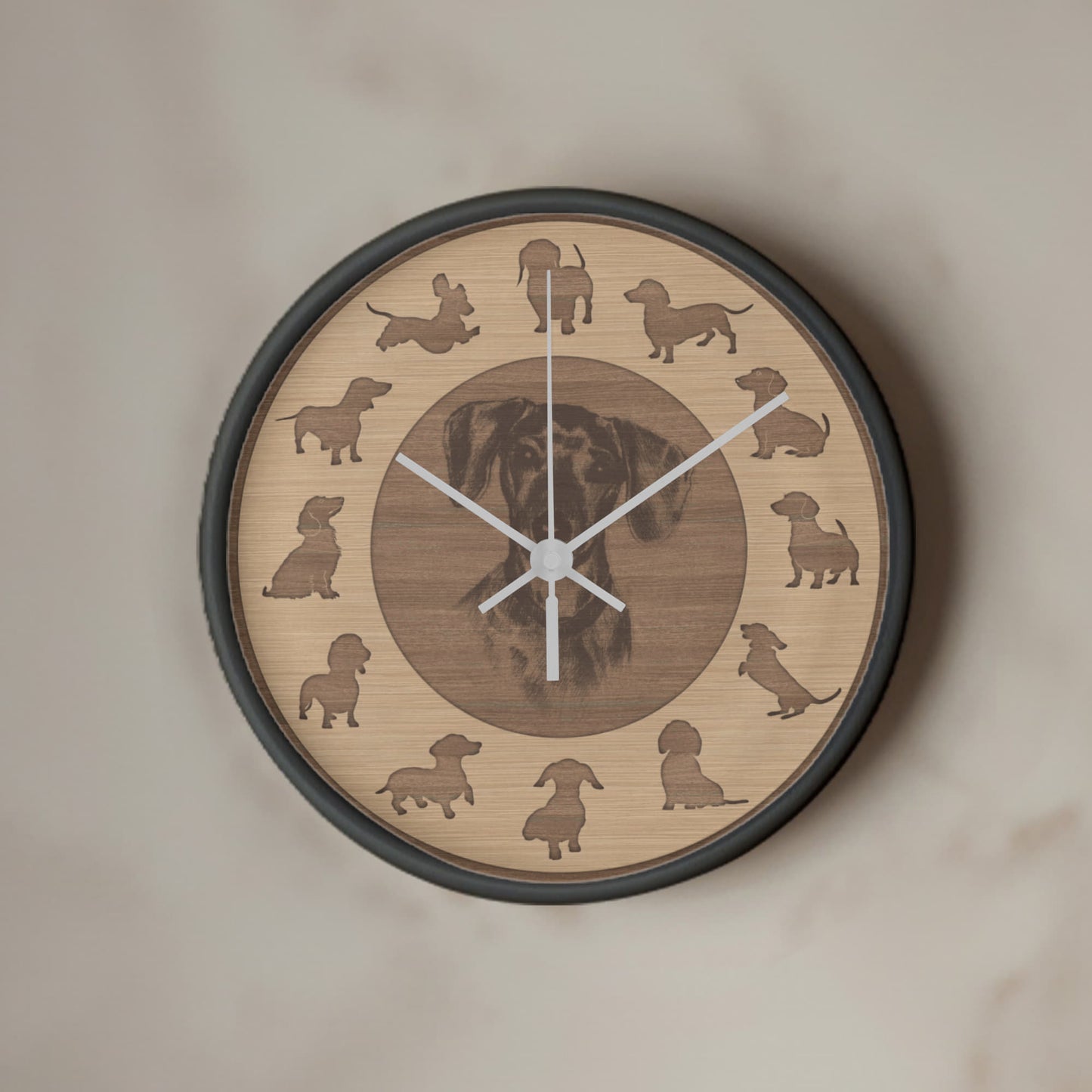 Wooden Dachshund Wall Clock - Rustic Wall Art, 10in Quartz, Dog Lover Gift, Farmhouse Decor, Cute Pet Accent