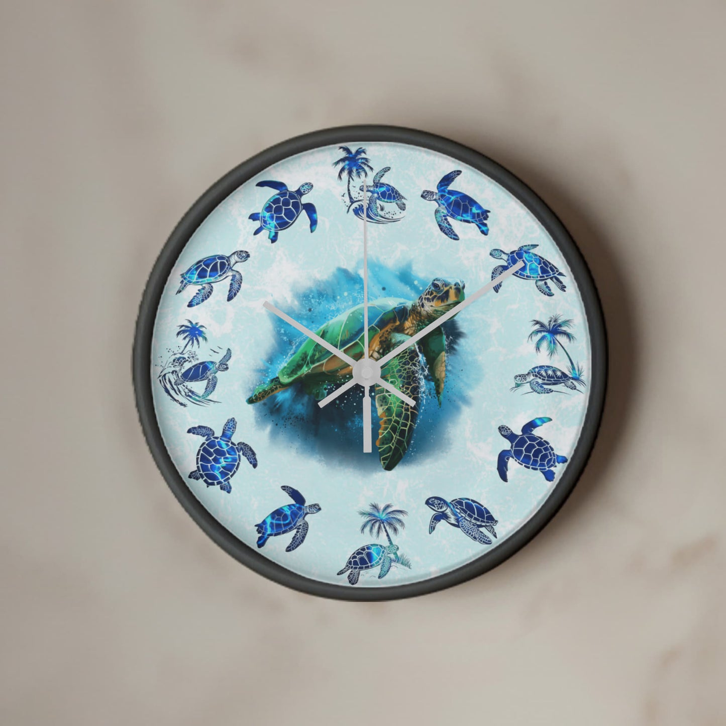 Wooden Sea Turtle Wall Clock - Rustic Wall Art, 10in Quartz, Turtle Lover Gift, Coastal Decor, Ocean Accent
