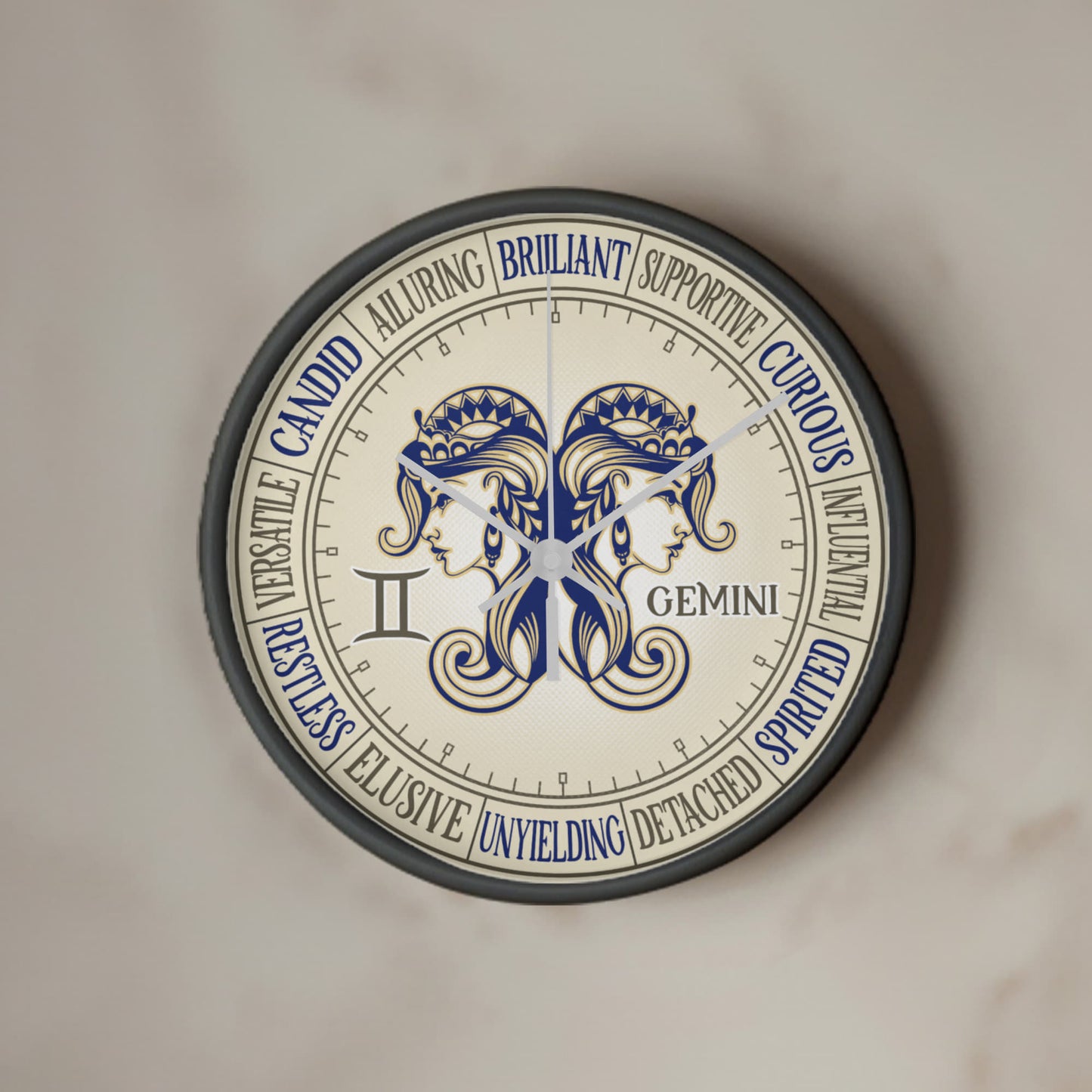 Gemini Wall Clock - Astrology Wall Art, Gemini Lover Gift, Zodiac Decor, Gemini Constellation Present
