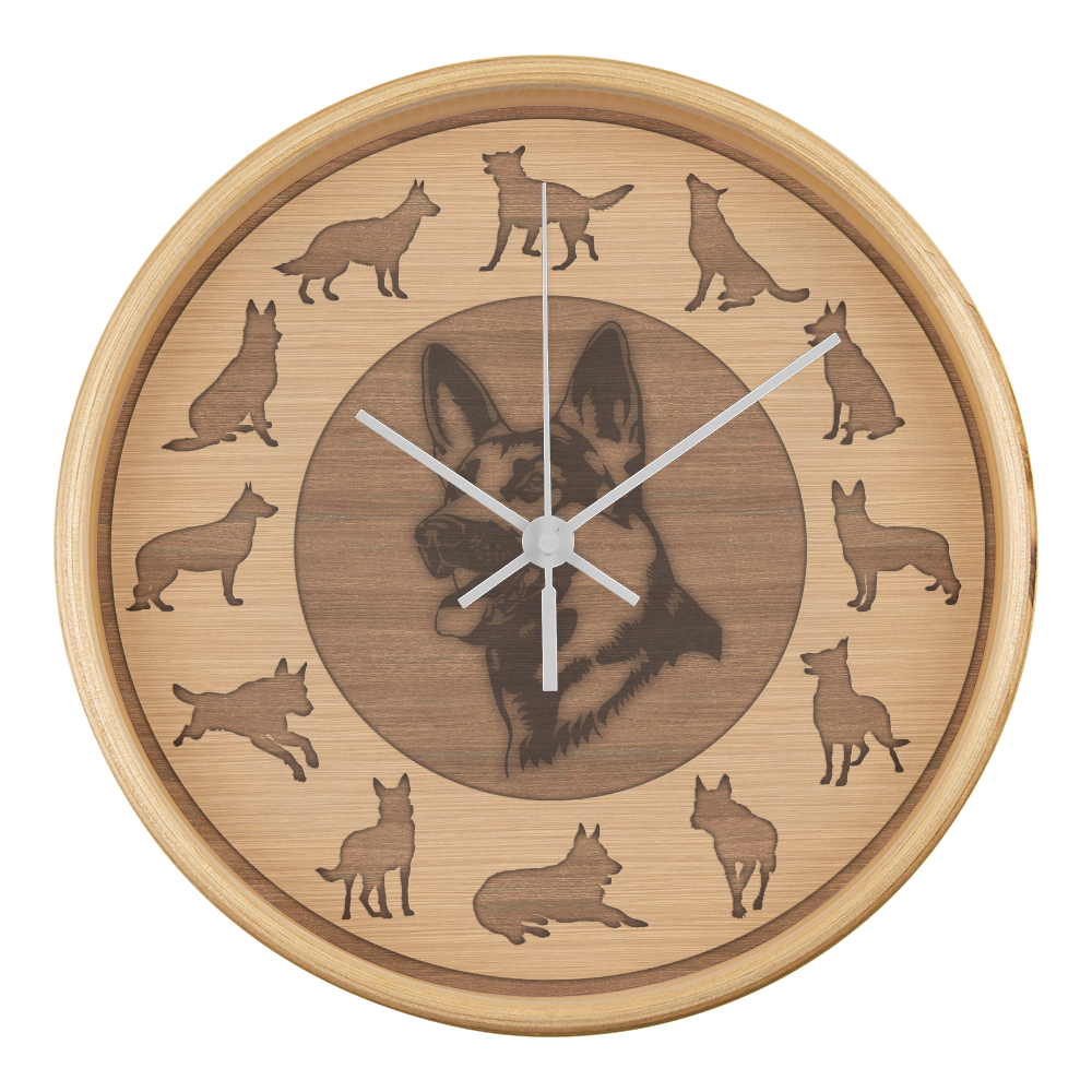 Perfect Wood Frame 10" Wall Clock - Great Gift for German Shepherd  Dog Owners Animal Lovers Pet Rescuers, Mother Day, Father Day or Any Special Occasion.
