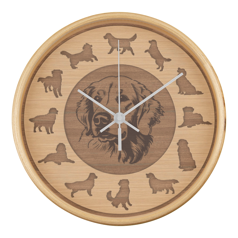 Golden Retriever Clock - Minimalist Silhouette, 10 Inch Quartz, Eco-Friendly Dog Gift, Nordic Pet Decor, Mother's Day Gift