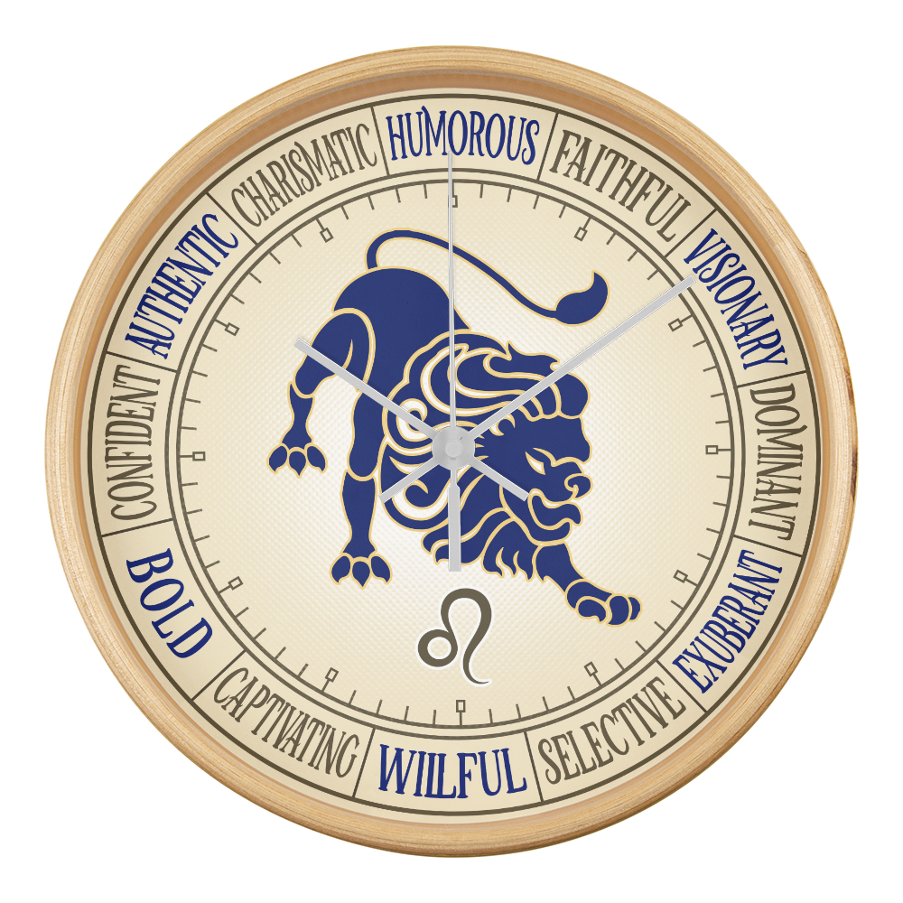 Leo Wood Frame 10” Wall Clock - Astrology Wall Art, Leo Lover Gift, Zodiac Decor, Leo Zodiac Art