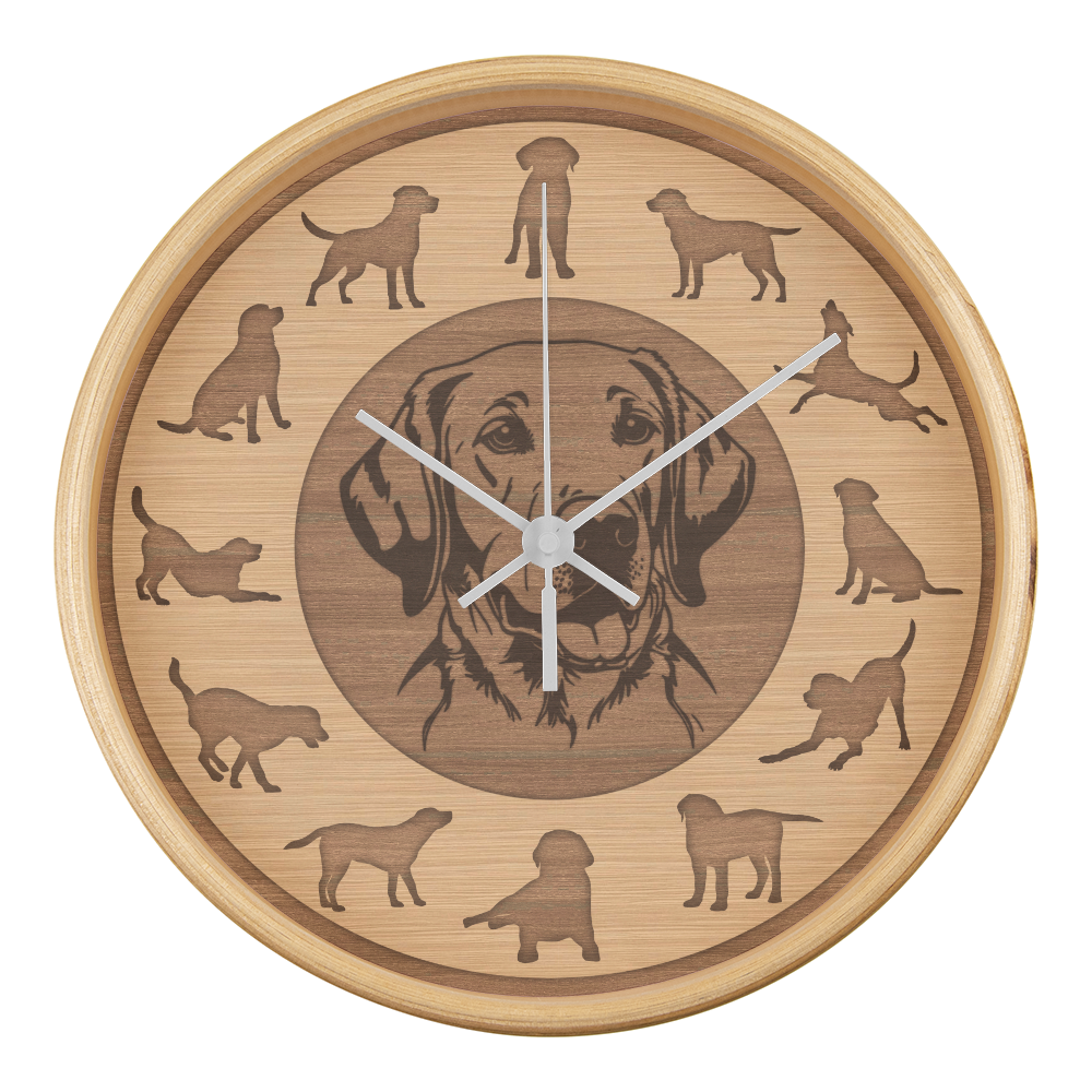 Wooden Labrador Wall Clock - Rustic Brown Silhouette, 10 Inch Quartz, Handmade Dog Owner Gift, Farmhouse Pet Decor, Silent Clock Art"