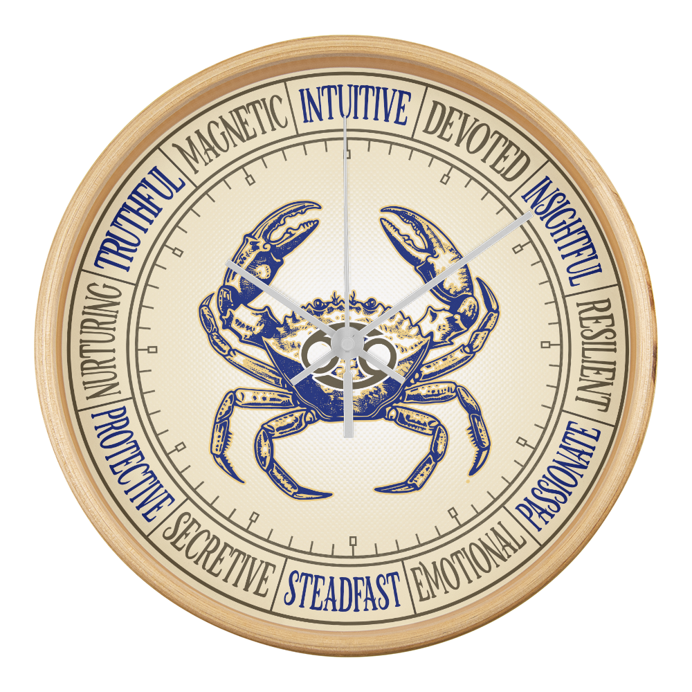 Cancer Wall Clock – Zodiac Decor, Astrology Gift, Cancer Zodiac Art, Horoscope Wall Art