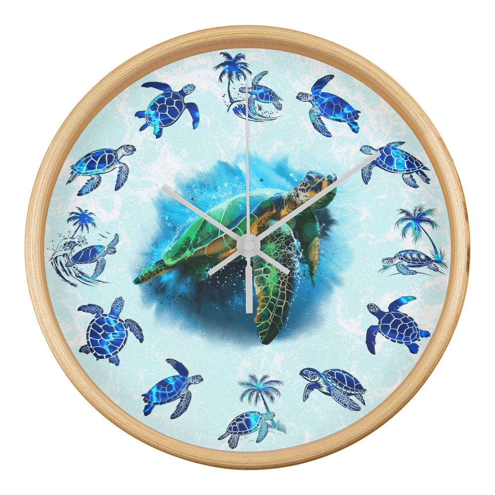 Wooden Sea Turtle Wall Clock - Rustic Wall Art, 10in Quartz, Turtle Lover Gift, Coastal Decor, Ocean Accent