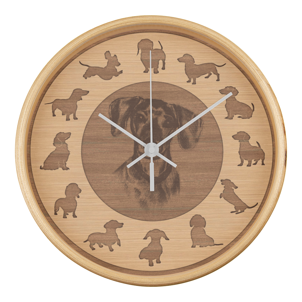 Wooden Dachshund Wall Clock - Rustic Wall Art, 10in Quartz, Dog Lover Gift, Farmhouse Decor, Cute Pet Accent