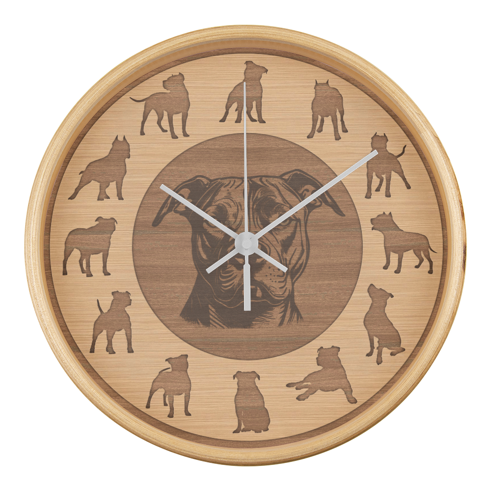 Perfect Wood Frame 10" Wall Clock - Great Gift for Pitbull Lover Animal Pet Rescuers, Mother Day, Father Day or Any Special Occasion.