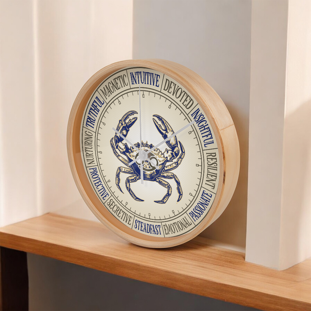 Cancer Wall Clock – Zodiac Decor, Astrology Gift, Cancer Zodiac Art, Horoscope Wall Art