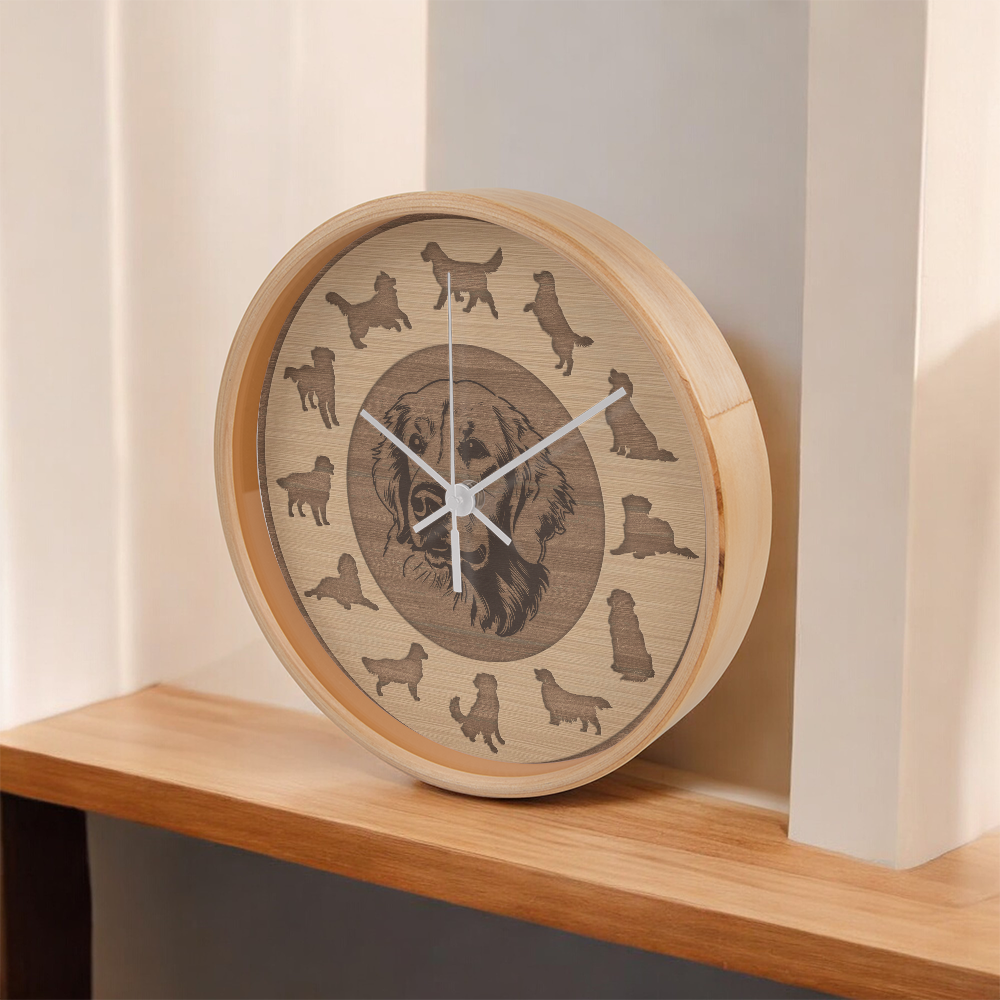 Golden Retriever Clock - Minimalist Silhouette, 10 Inch Quartz, Eco-Friendly Dog Gift, Nordic Pet Decor, Mother's Day Gift