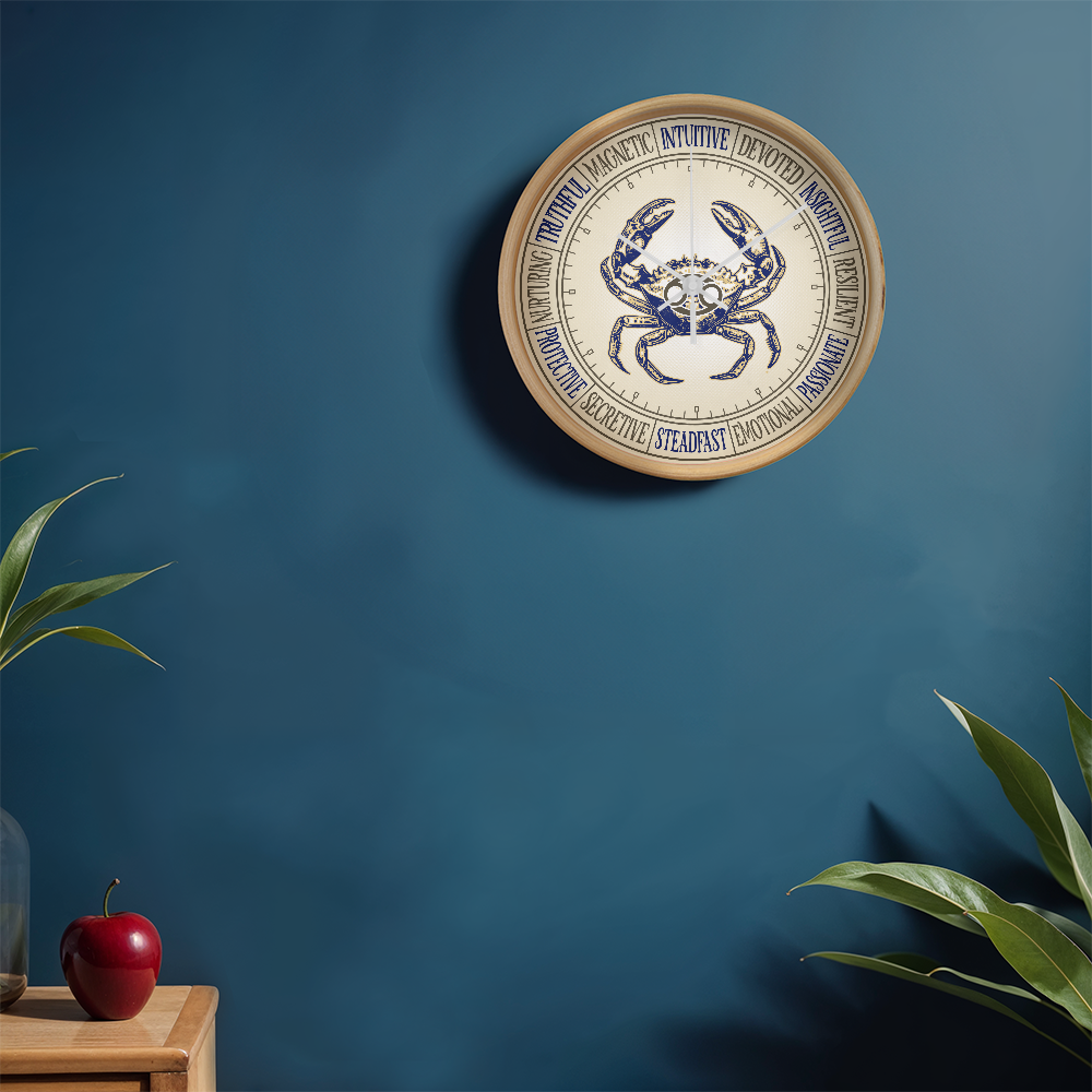Cancer Wall Clock – Zodiac Decor, Astrology Gift, Cancer Zodiac Art, Horoscope Wall Art