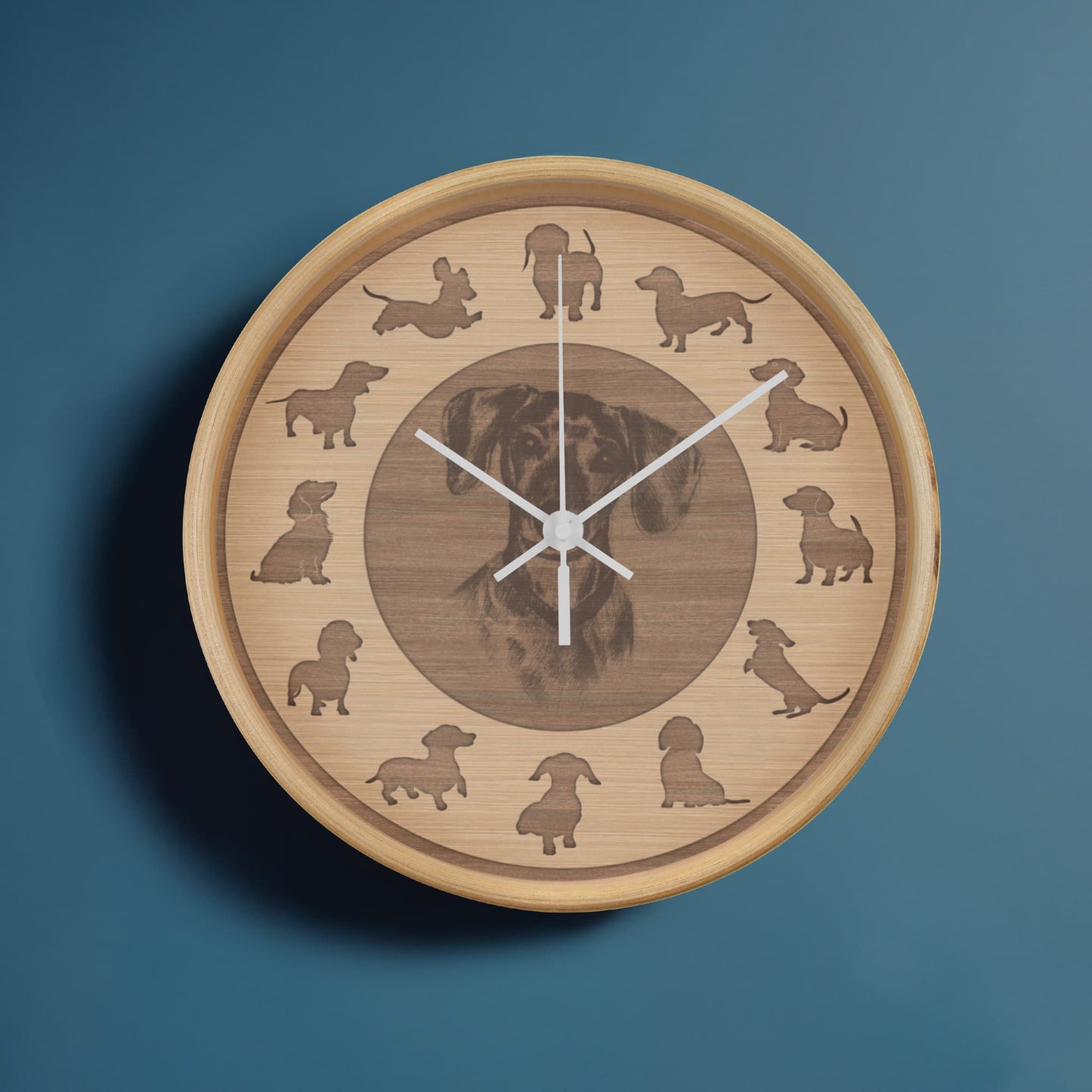 Wooden Dachshund Wall Clock - Rustic Wall Art, 10in Quartz, Dog Lover Gift, Farmhouse Decor, Cute Pet Accent
