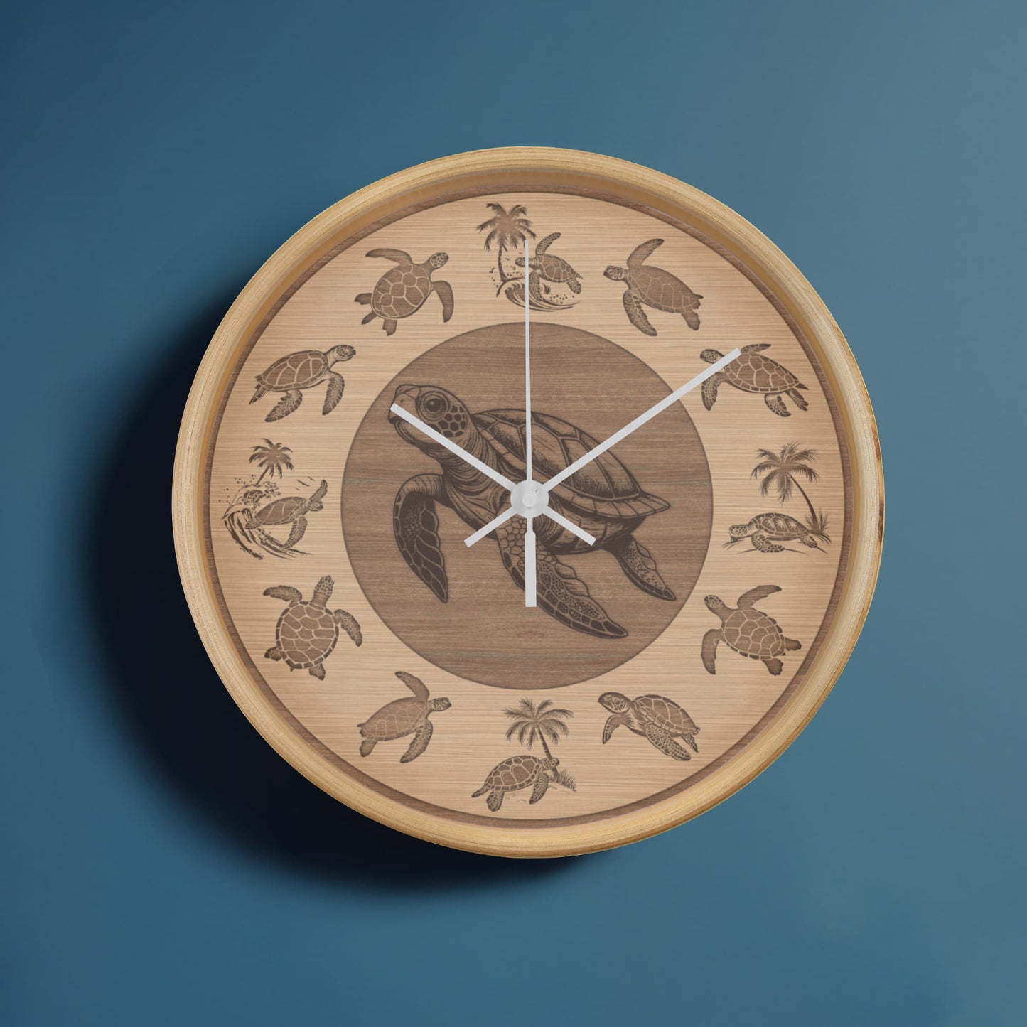 Wooden Sea Turtle Wall Clock - Rustic Wall Art, 10in Quartz, Turtle Lover Gift, Coastal Decor, Ocean Accent