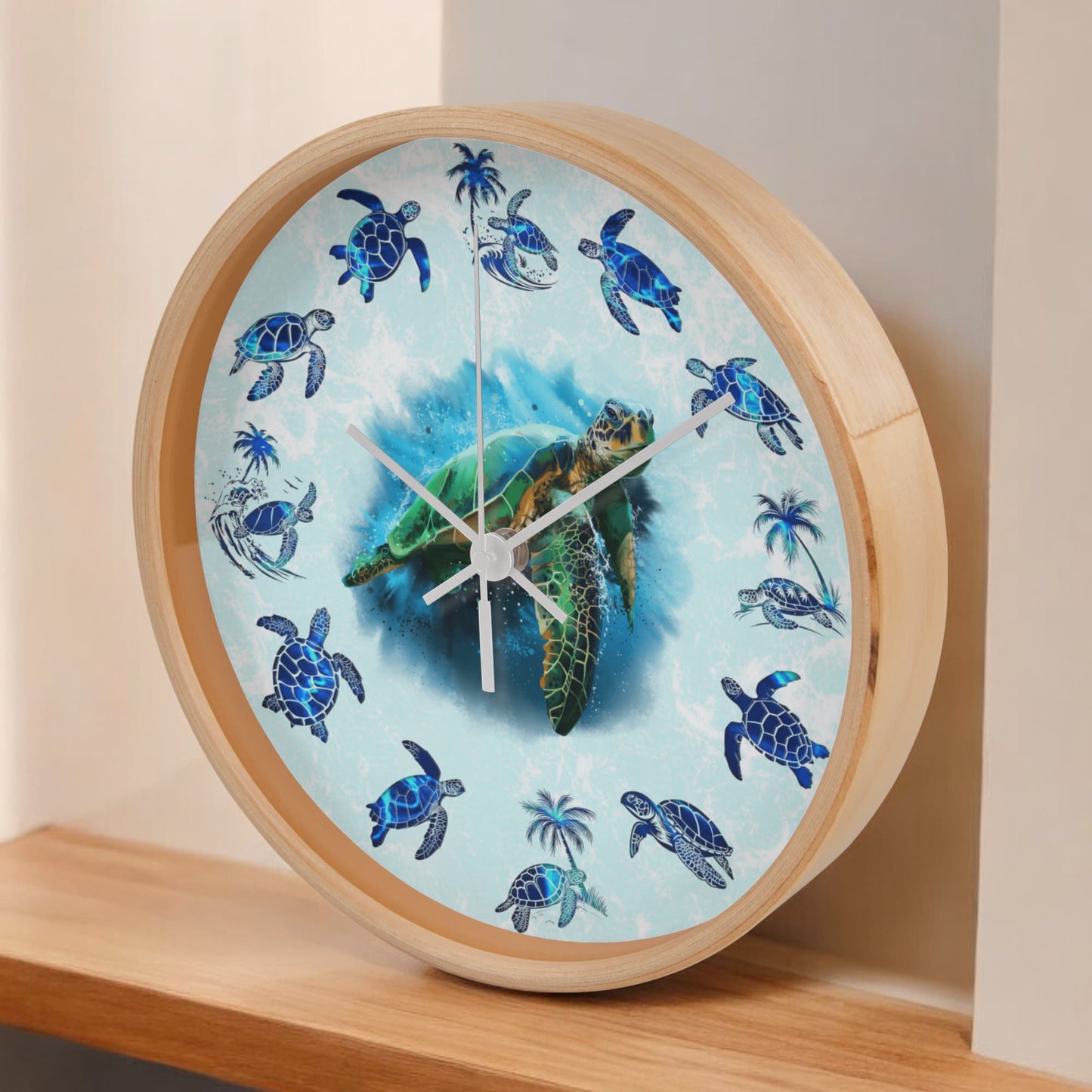 Wooden Sea Turtle Wall Clock - Rustic Wall Art, 10in Quartz, Turtle Lover Gift, Coastal Decor, Ocean Accent