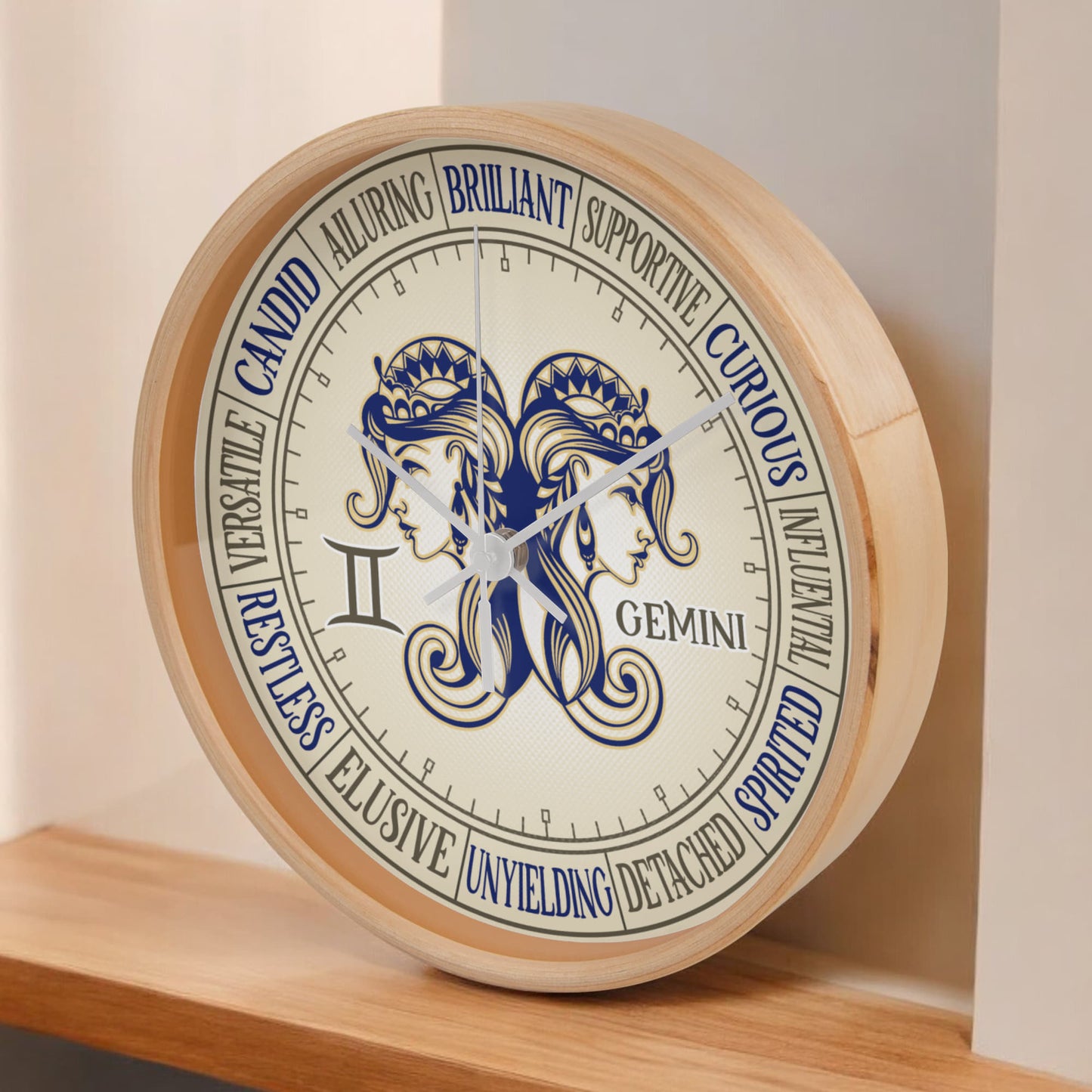 Gemini Wall Clock - Astrology Wall Art, Gemini Lover Gift, Zodiac Decor, Gemini Constellation Present