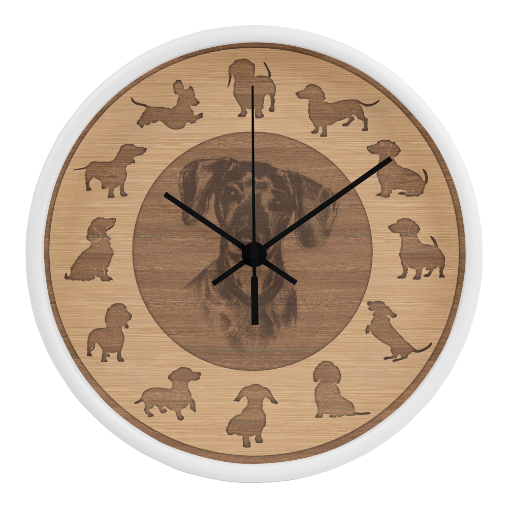 Wooden Dachshund Wall Clock - Rustic Wall Art, 10in Quartz, Dog Lover Gift, Farmhouse Decor, Cute Pet Accent