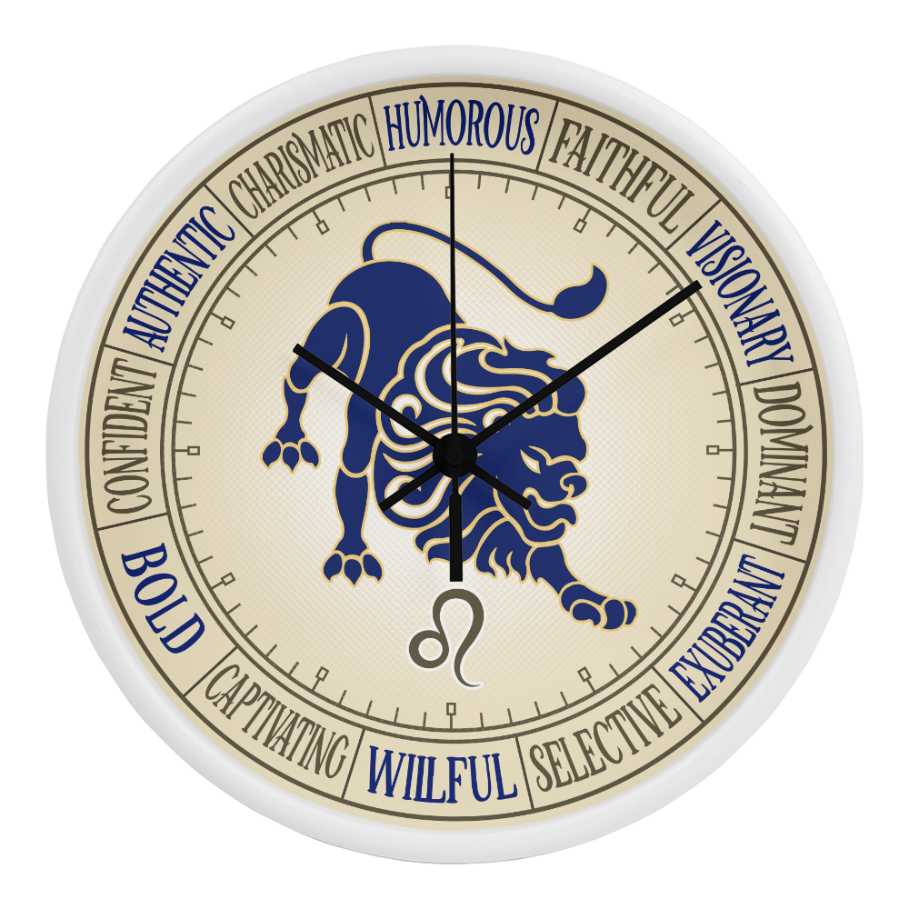 Leo Wood Frame 10” Wall Clock - Astrology Wall Art, Leo Lover Gift, Zodiac Decor, Leo Zodiac Art