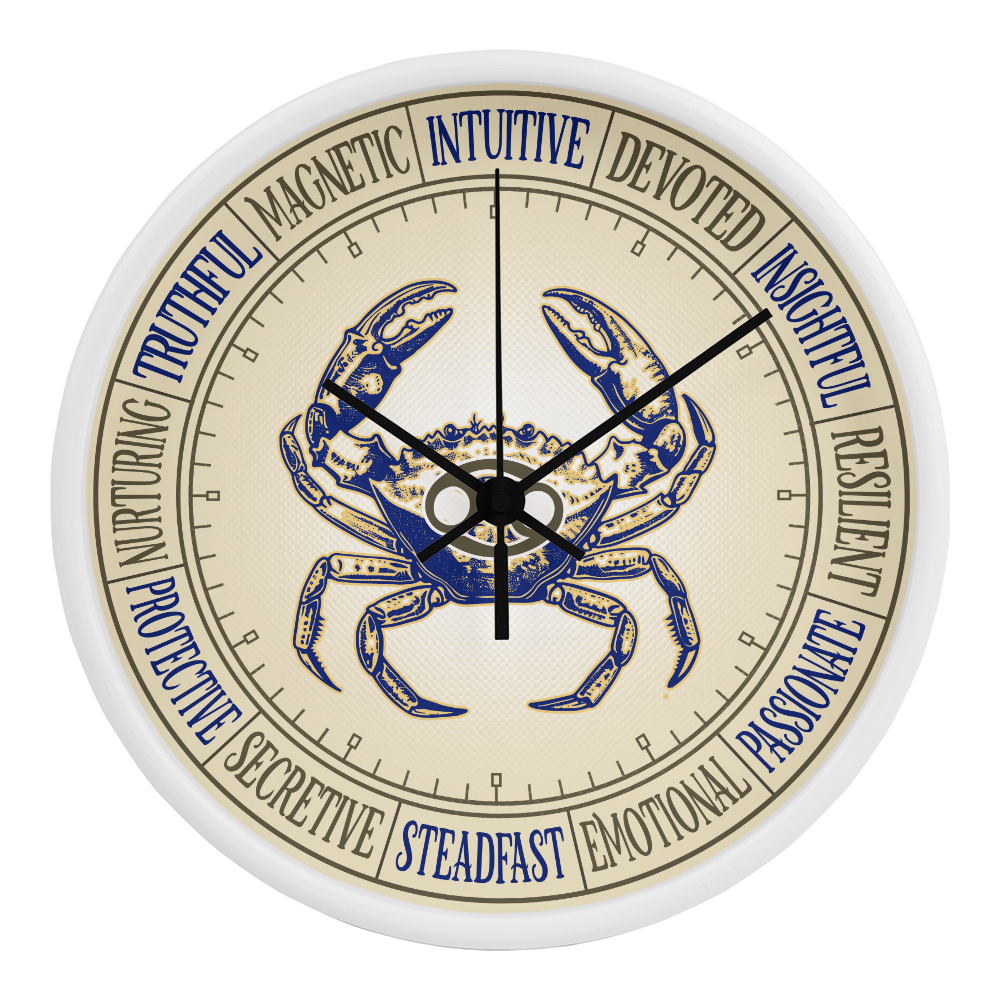 Cancer Wall Clock – Zodiac Decor, Astrology Gift, Cancer Zodiac Art, Horoscope Wall Art