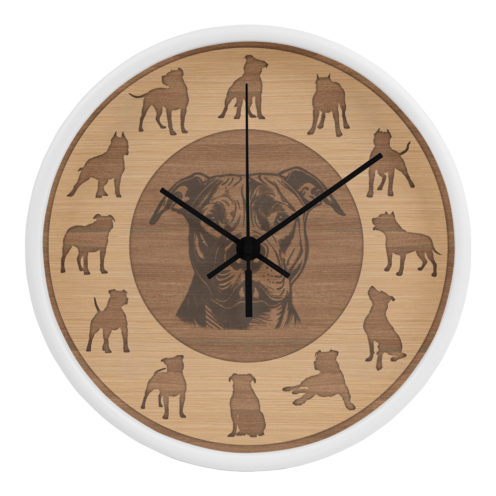 Perfect Wood Frame 10" Wall Clock - Great Gift for Pitbull Lover Animal Pet Rescuers, Mother Day, Father Day or Any Special Occasion.