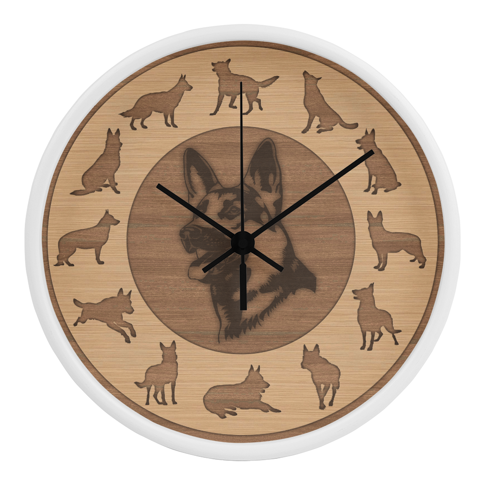 Perfect Wood Frame 10" Wall Clock - Great Gift for German Shepherd  Dog Owners Animal Lovers Pet Rescuers, Mother Day, Father Day or Any Special Occasion.
